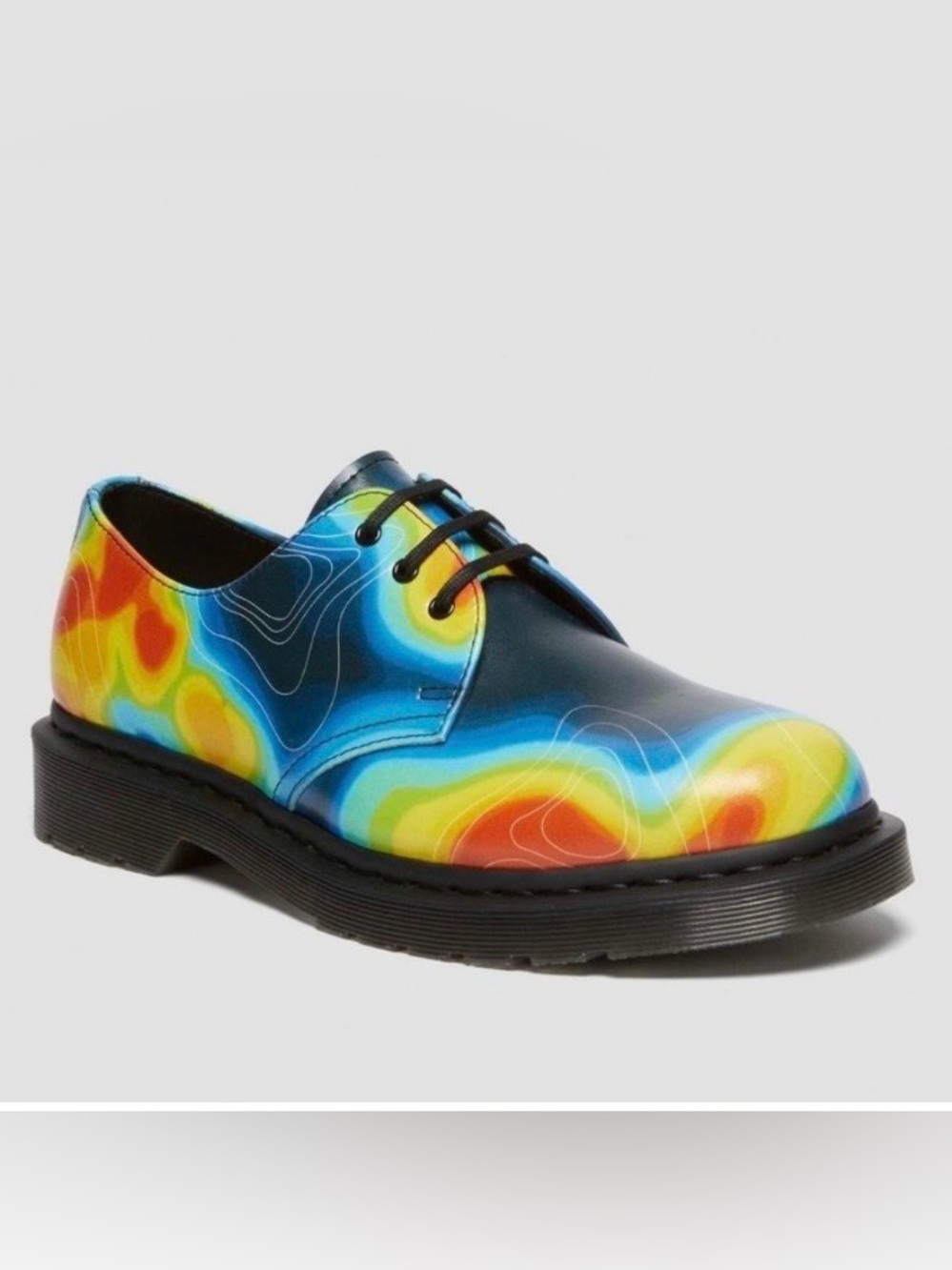 NWOB Dr. Martens Genix Nappa Reclaimed Thermal Map Leather Oxford Shoes Size 7